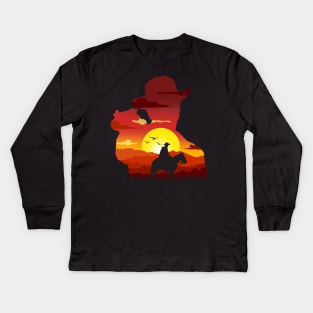 Arthur Morgan SunSet Silhouette Kids Long Sleeve T-Shirt